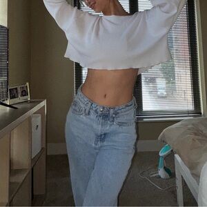 Waffle knit cropped long sleeve